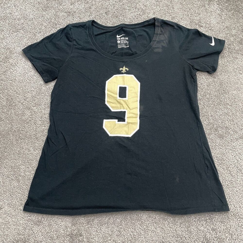 Nike Vintage NFL New Orleans Saint Drew Brees T-Shirt Womens Large Black Tee Top